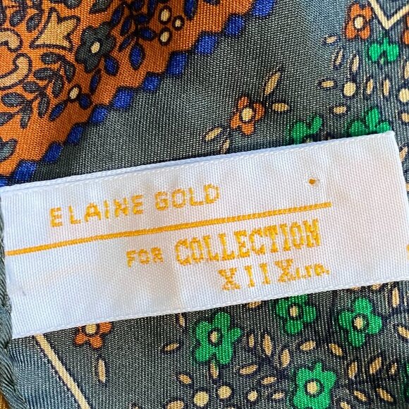Elaine Gold For Collection XIIX Patterned 100% Silk Scarf‎ - Picture 7 of 7